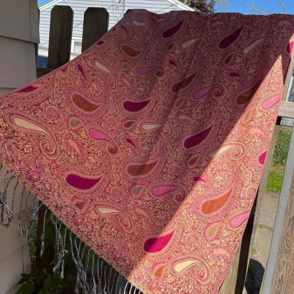 Paisley Fringe Shawl Wrap Boho Festival Travel Scarf Layer